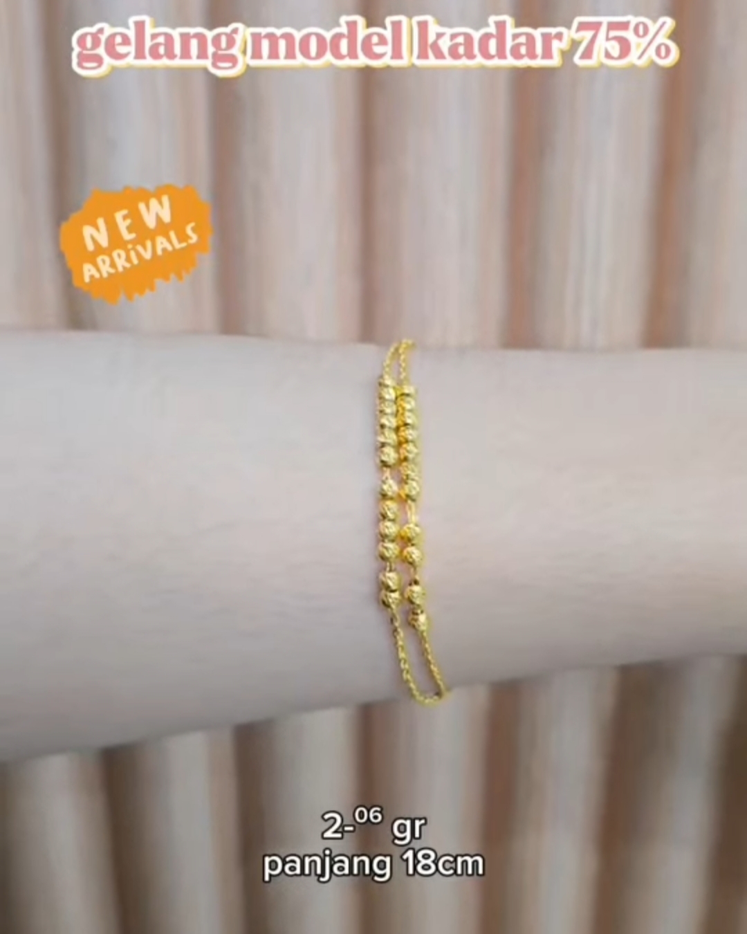Gelang biji lada kadar 75%