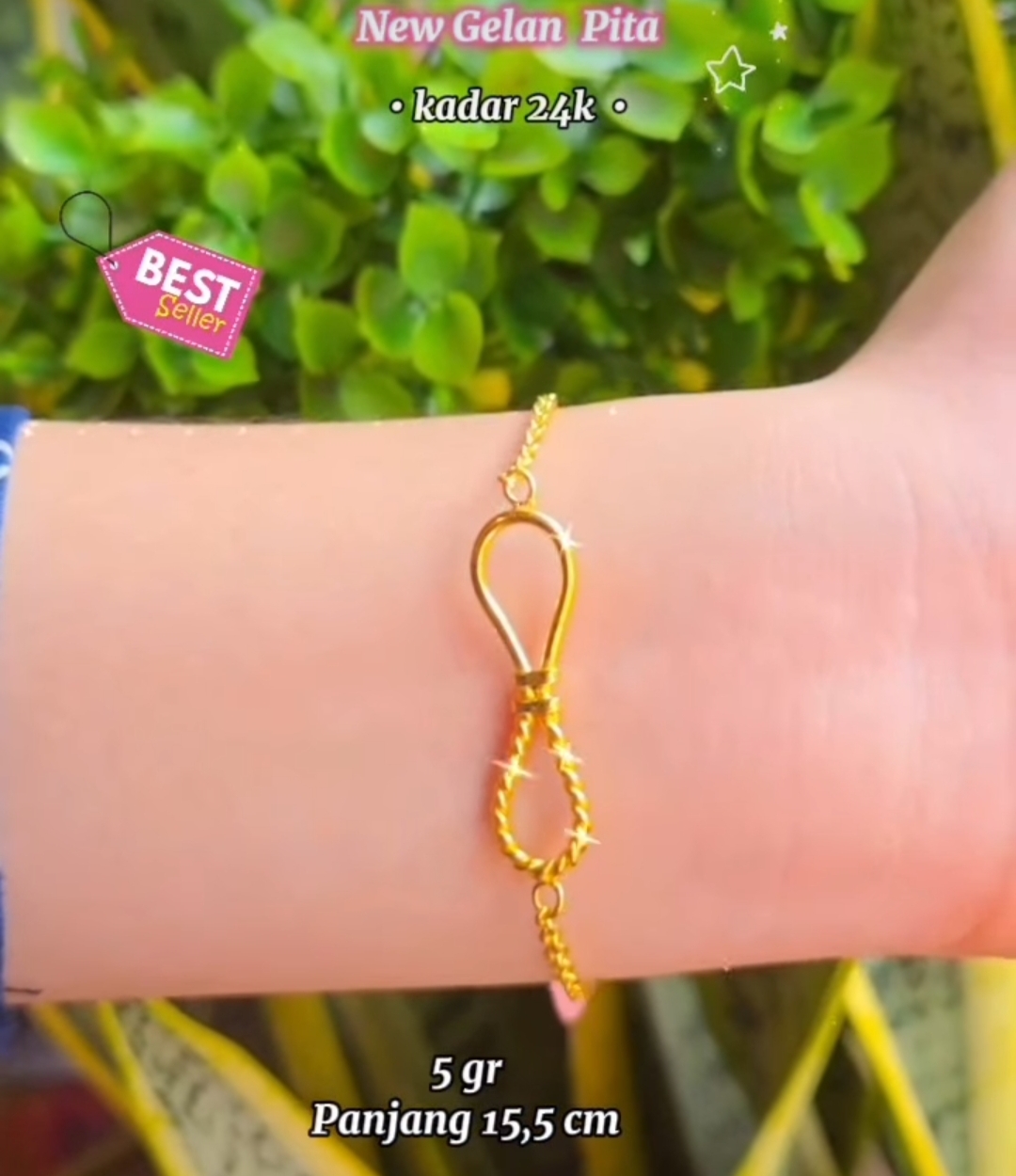 Ribbon Twist Medan Bracelet 24k