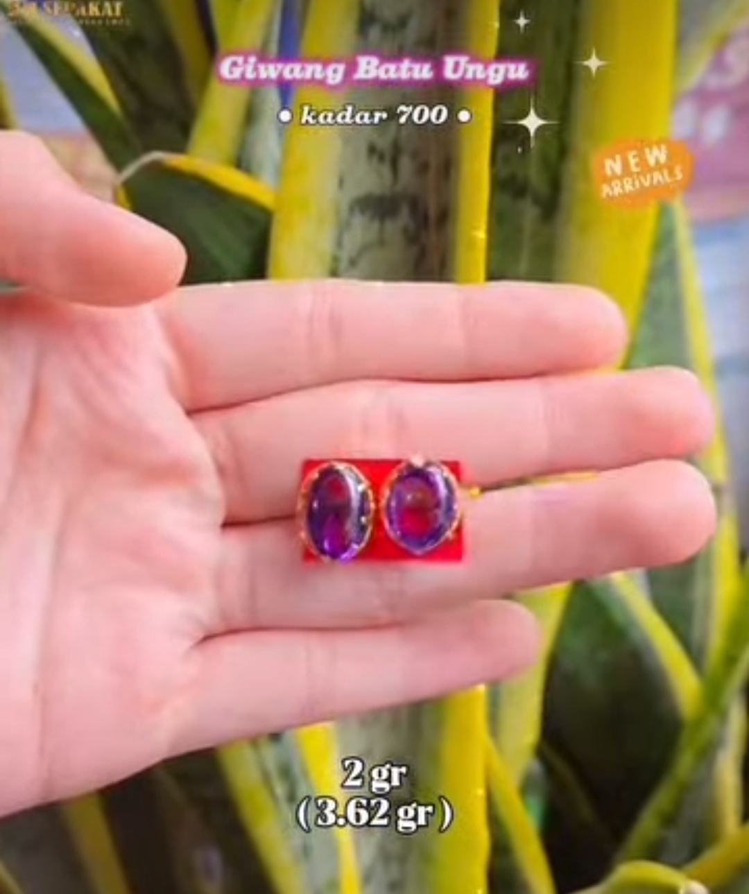 Giwang Batu Ungu Elegance